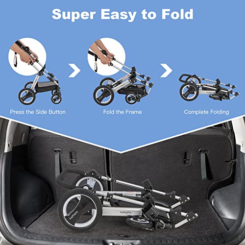 2-in-1 Convertible Bassinet Reclining Stroller with 5-Point Harness, Aluminum Structure, Khaki F85350