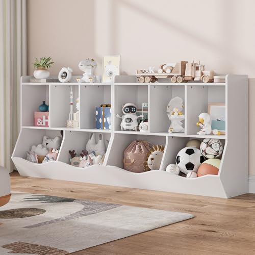 Kids Bookshelf and Bookcase Toy Storage Multi Shelf with Cubby Organizer Cabinet H61308