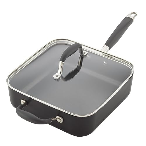 4 Quart Hard Anodized Nonstick Square Fry Pan with Helper Handle D133