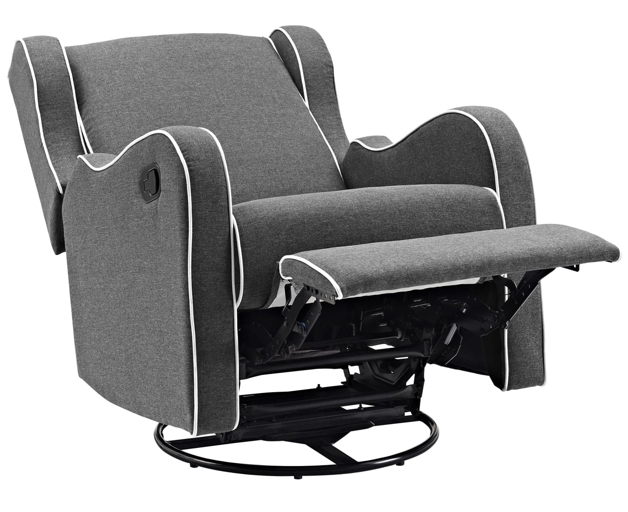 Dark Gray Fabric Upholstered Swivel Gliding Recliner L328