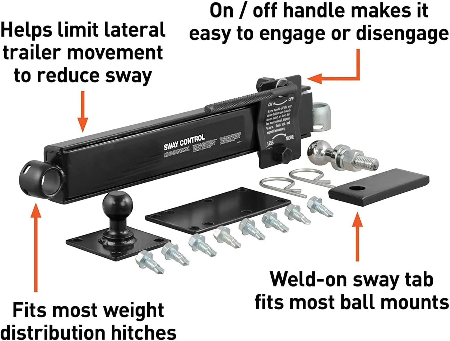 Black Air Hitch & Sway Control Towing Kit, Fits 3" Hitch 2 Sway Arm M6195