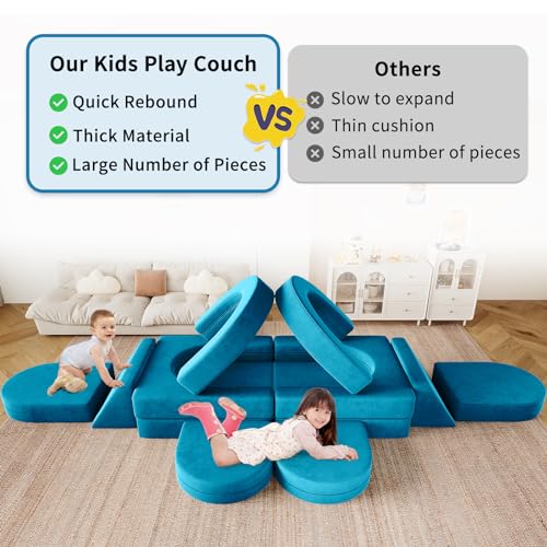 12PCS Modular Toddler Couch with Triangular Cushions and Arches (Gray) A818