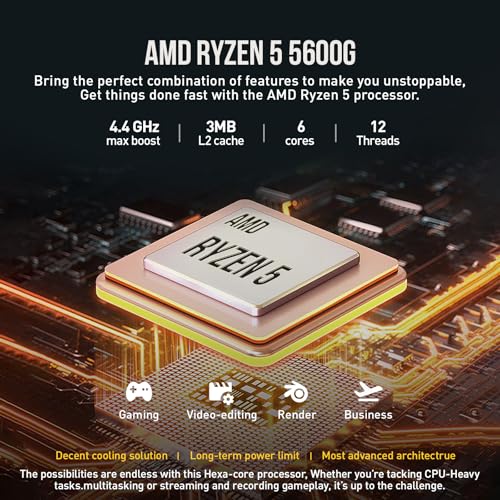 AMD Ryzen 5 Desktop Computer Tower, 32GB RAM 2TB SSD, Windows 11 Pro Y5936