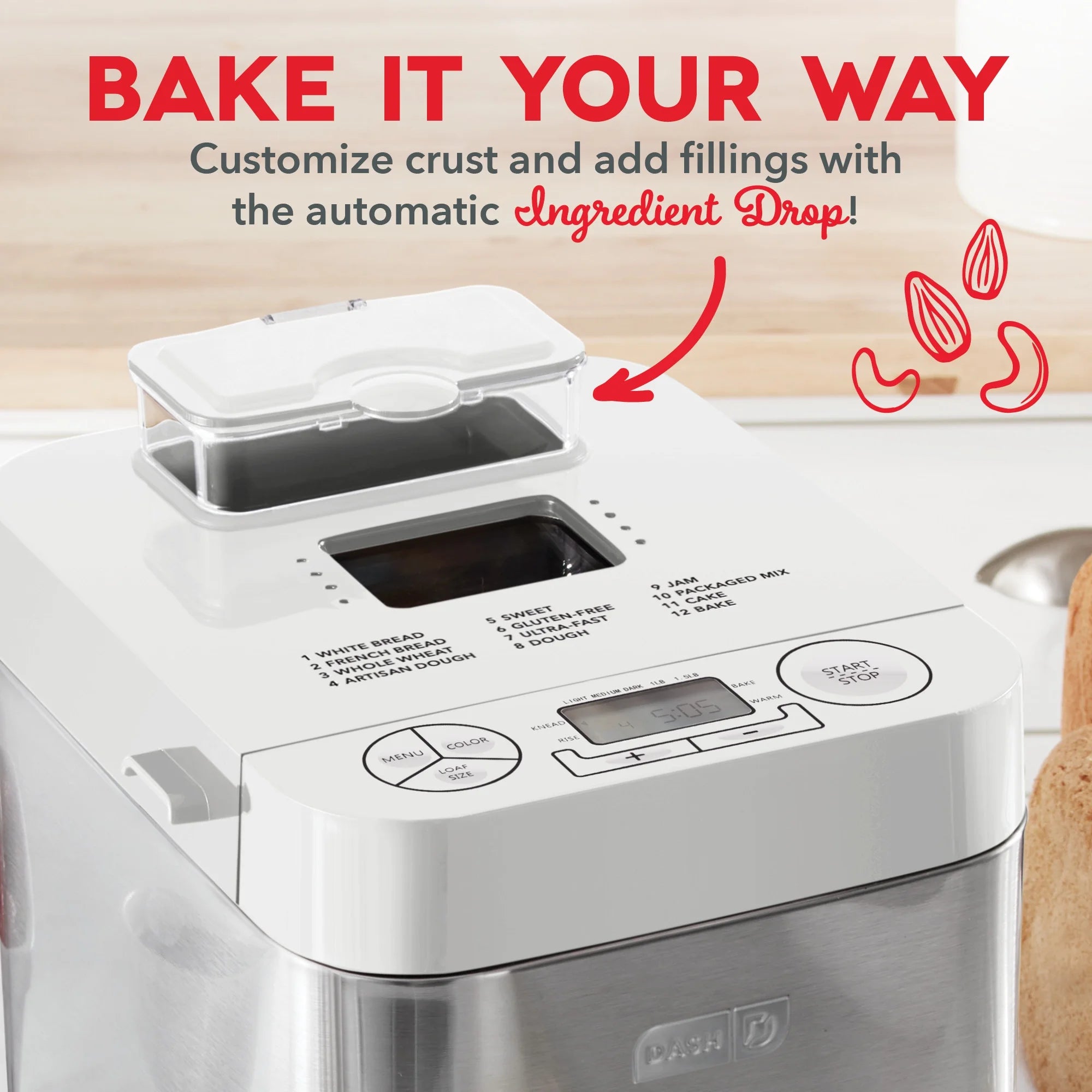 Stainless Steel Bread Maker 1.5lb Loaf Programmable 12 Settings S486651