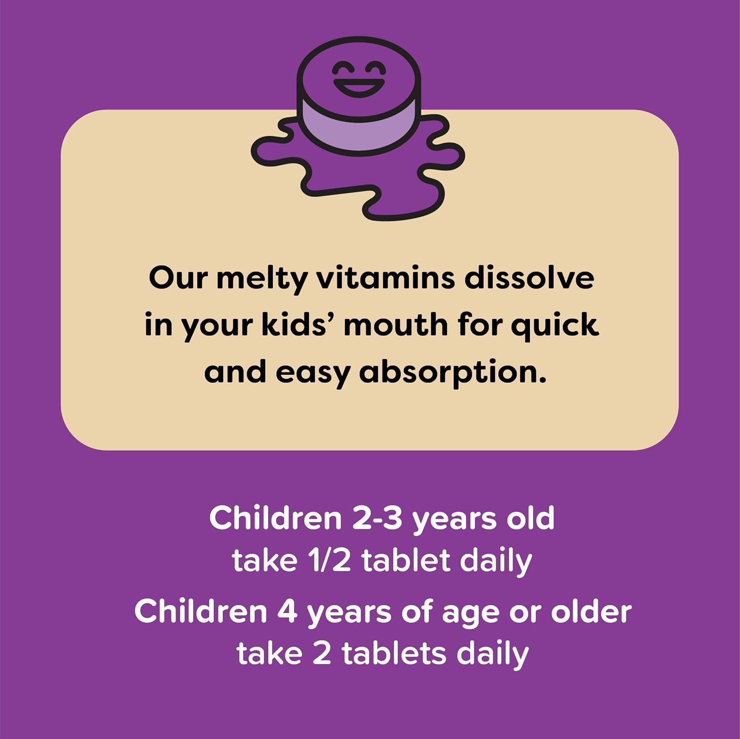 60 Sugar-Free Melty Tabs Kids Multivitamin with Iron Q4823