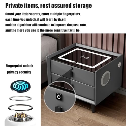 White 2 Drawer Nightstand with Wireless Charging Station D187125