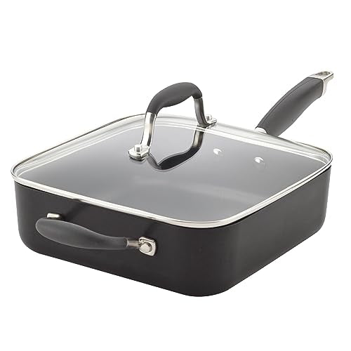 4 Quart Hard Anodized Nonstick Square Fry Pan with Helper Handle D133