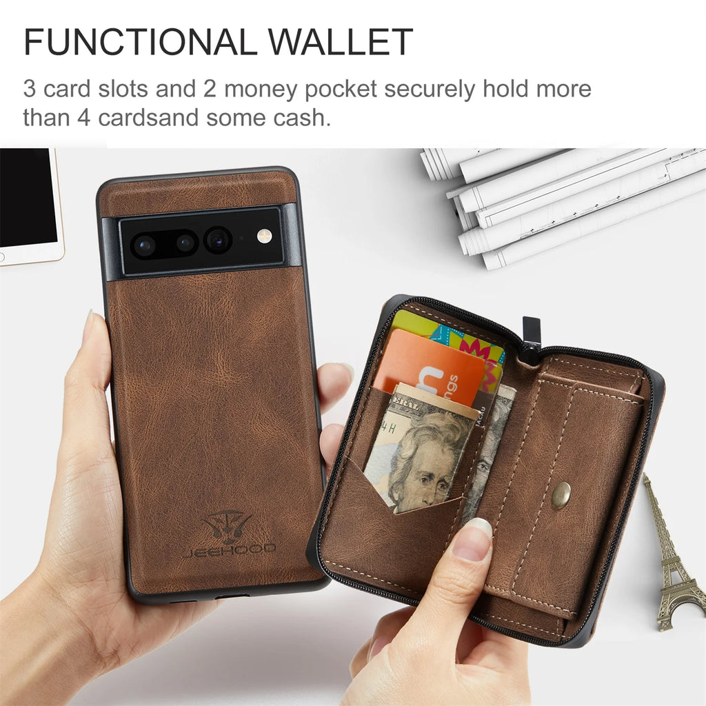 Brown Wallet Case for Google Pixel Fold 5G with Screen Protector J962260