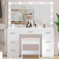 White Vanity Desk with Lighted Mirror and Drawers Z3224
