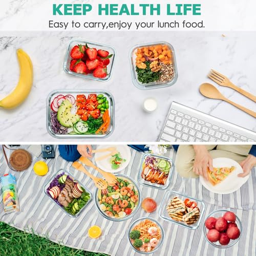 34pcs Glass Food Storage Containers with Lids Set, Airtight, Leak Proof, BPA-Free, Black F77435