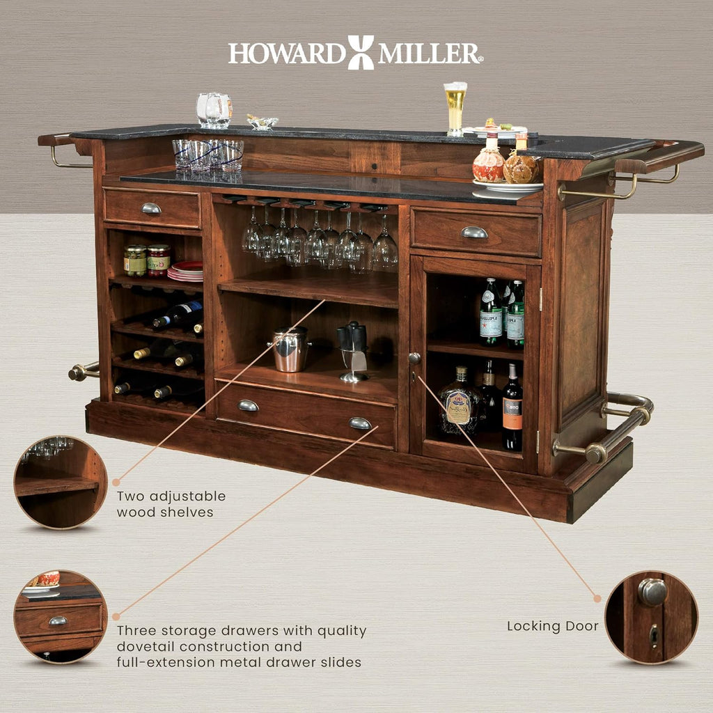 Hampton Cherry Finish Bar with 25 Wine Bottle Storage Y15193