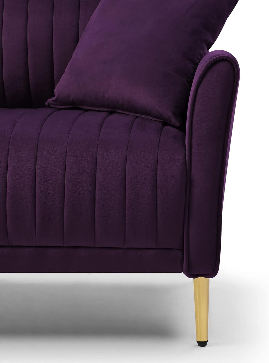 Purple Velvet Round Arm Loveseat Sofa with 2 Throw Pillows G47074