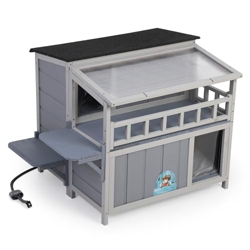 Gray 2-Tier Wood Cat House D304