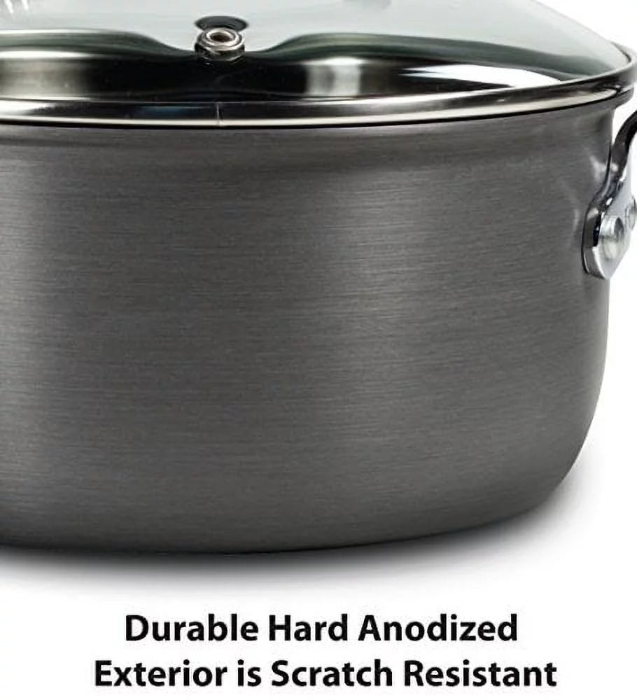 12 Piece Hard Anodized Nonstick Cookware Set, Black L3395