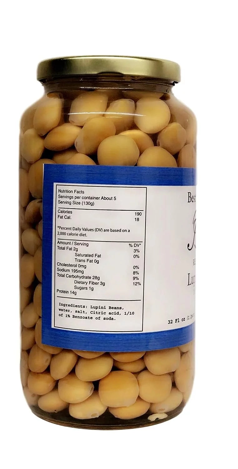 Ready To Eat Lupini Beans 32 OZ Jar Pack of 6 M40071