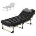 Blue Portable Folding Camping Cot with Mattress and Pillow U311