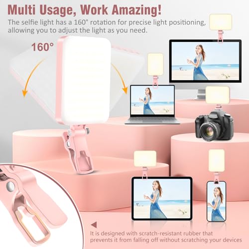 60 LED Portable Selfie Light with Clip & Tripod Adapter Rechargeable 2200mAh Z15368