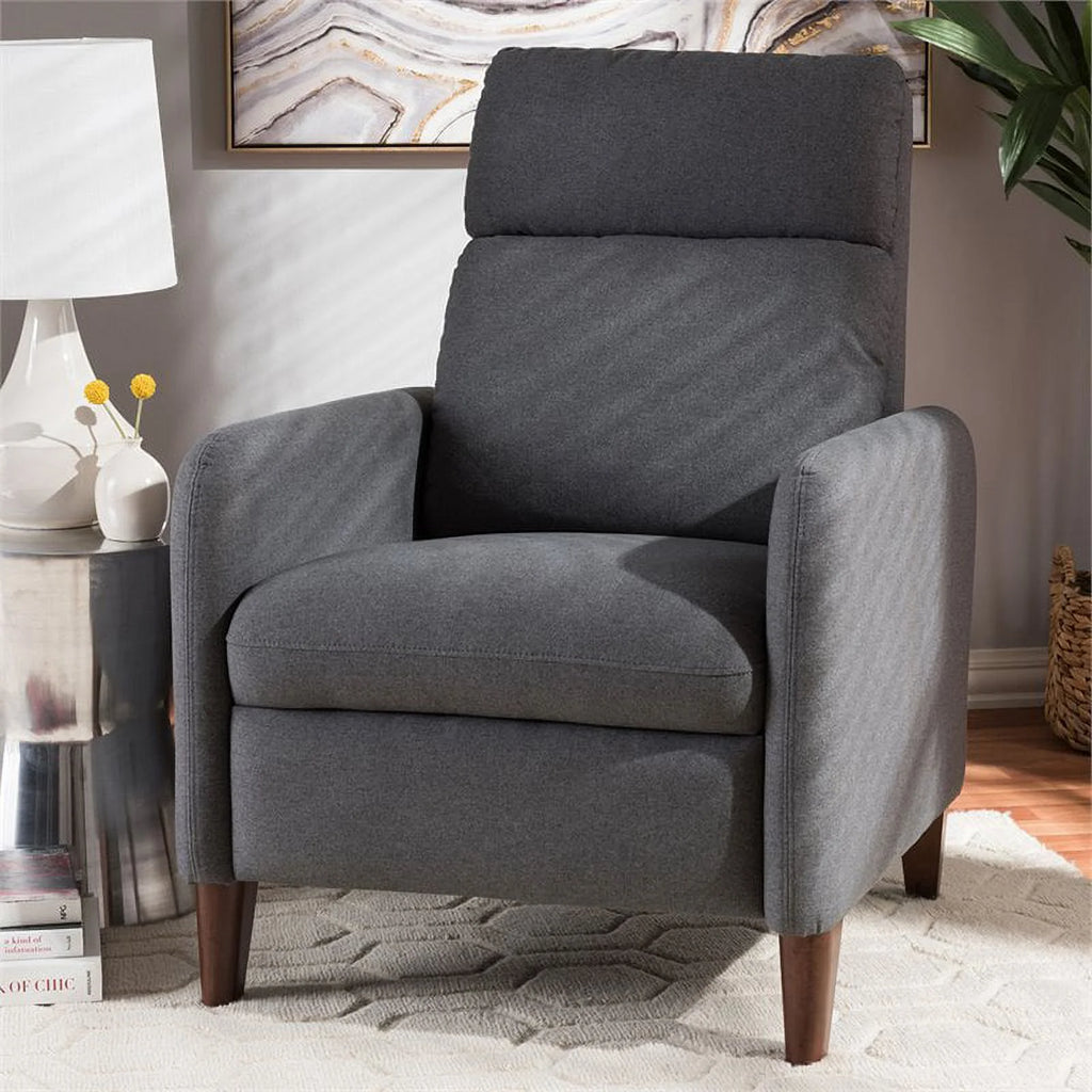 Gray and Walnut Recliner I822