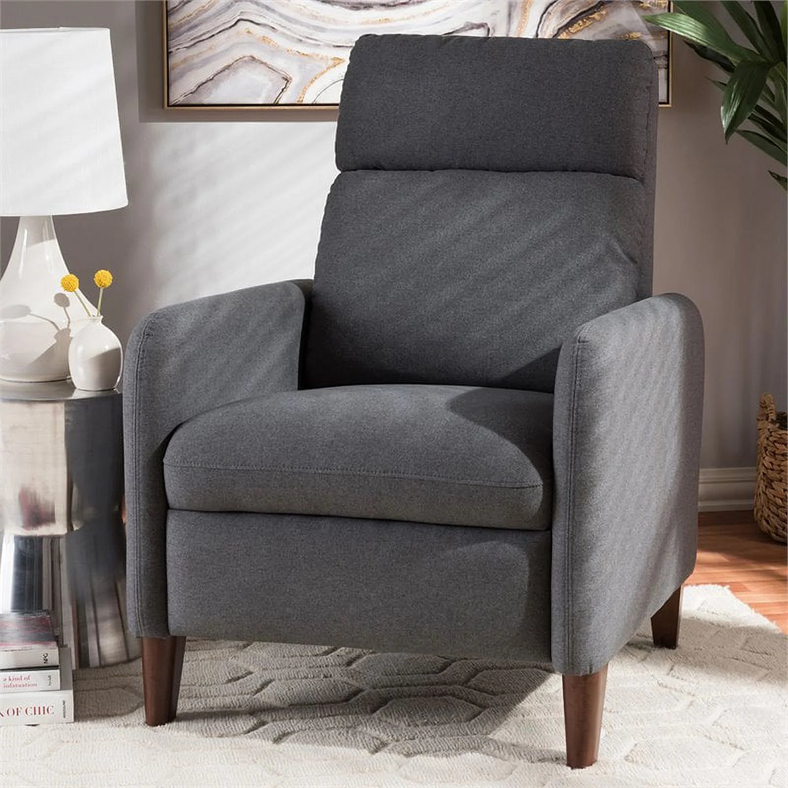 Gray and Walnut Recliner I822