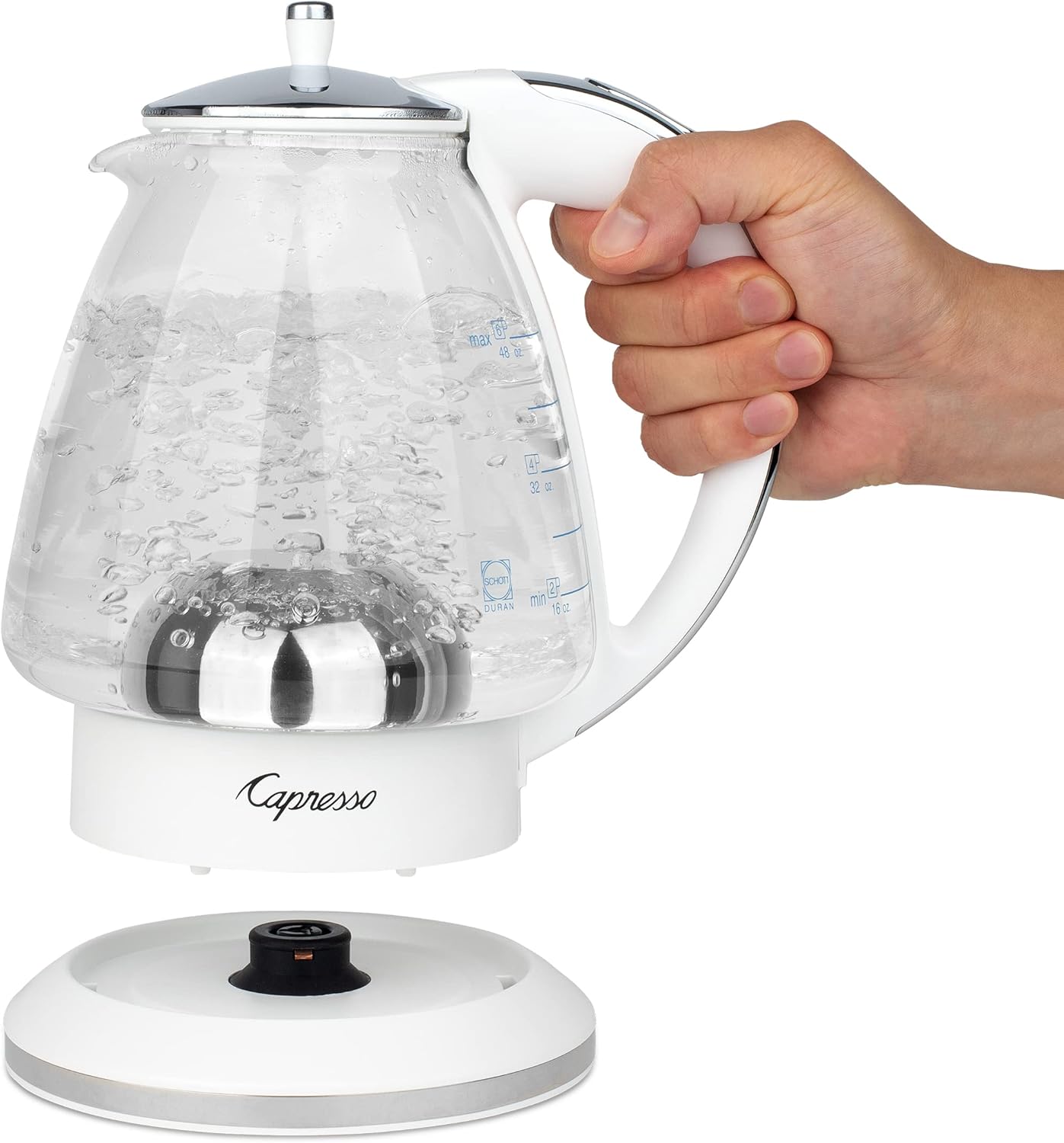 White 48 oz Glass Kettle G444951
