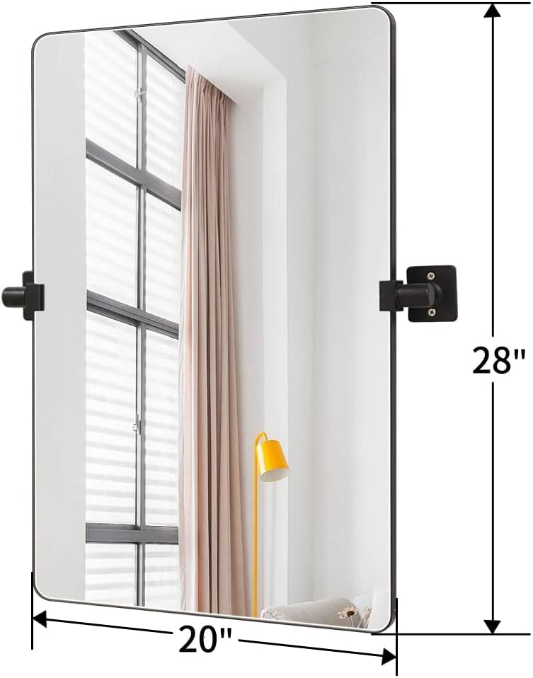 Black Aluminum Alloy Frame Pivot Rectangle Bathroom Mirror P439137