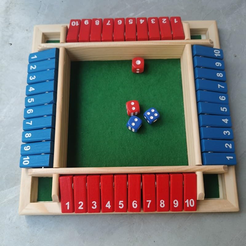 Wooden 8 Inches 2-4 Player Shut The Box Dice Game Z68976