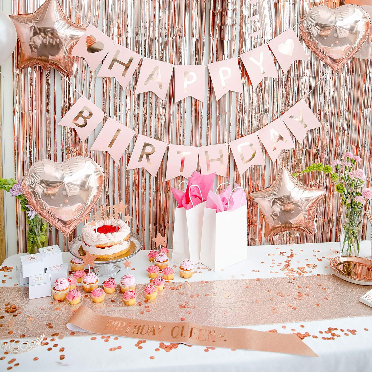 225 PC Rose Gold Birthday Party Decorations Kit A55469