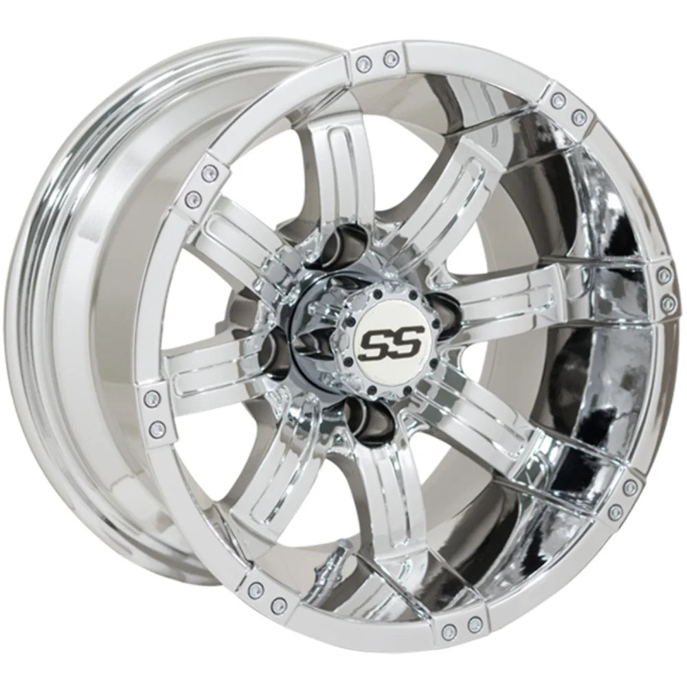 Set of 4 Chrome Finish 12 inch Golf Cart Wheel on 215/35-12 Tire M210436