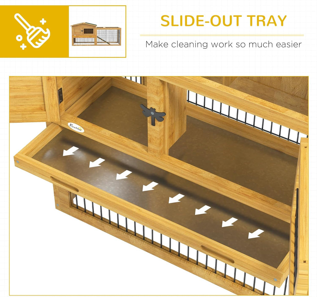 Yellow Wooden Rabbit Hutch with Removable Tray U59940