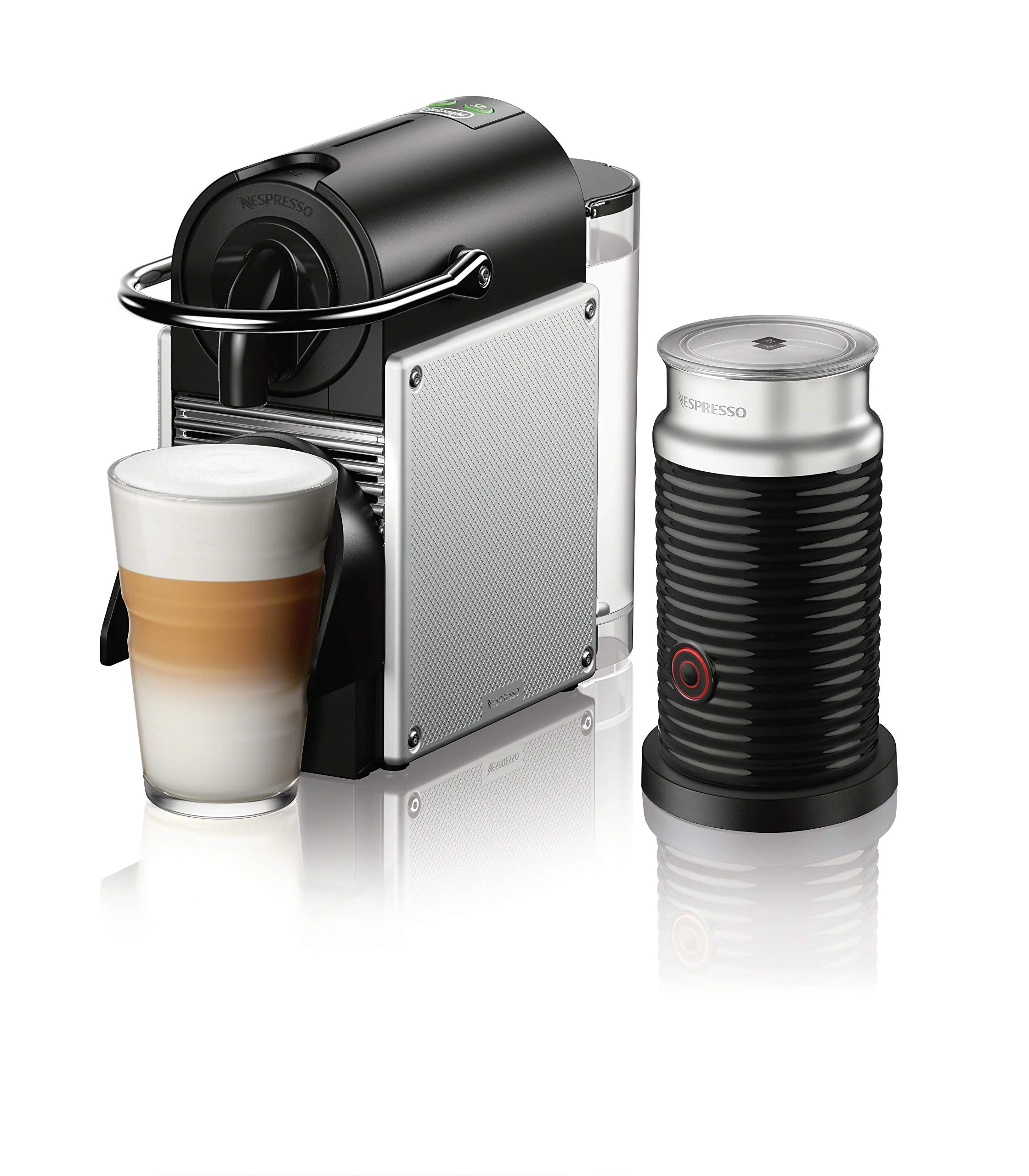 Single-Serve Espresso Machine with Aluminum Water Tank and Black Milk Frother S807235