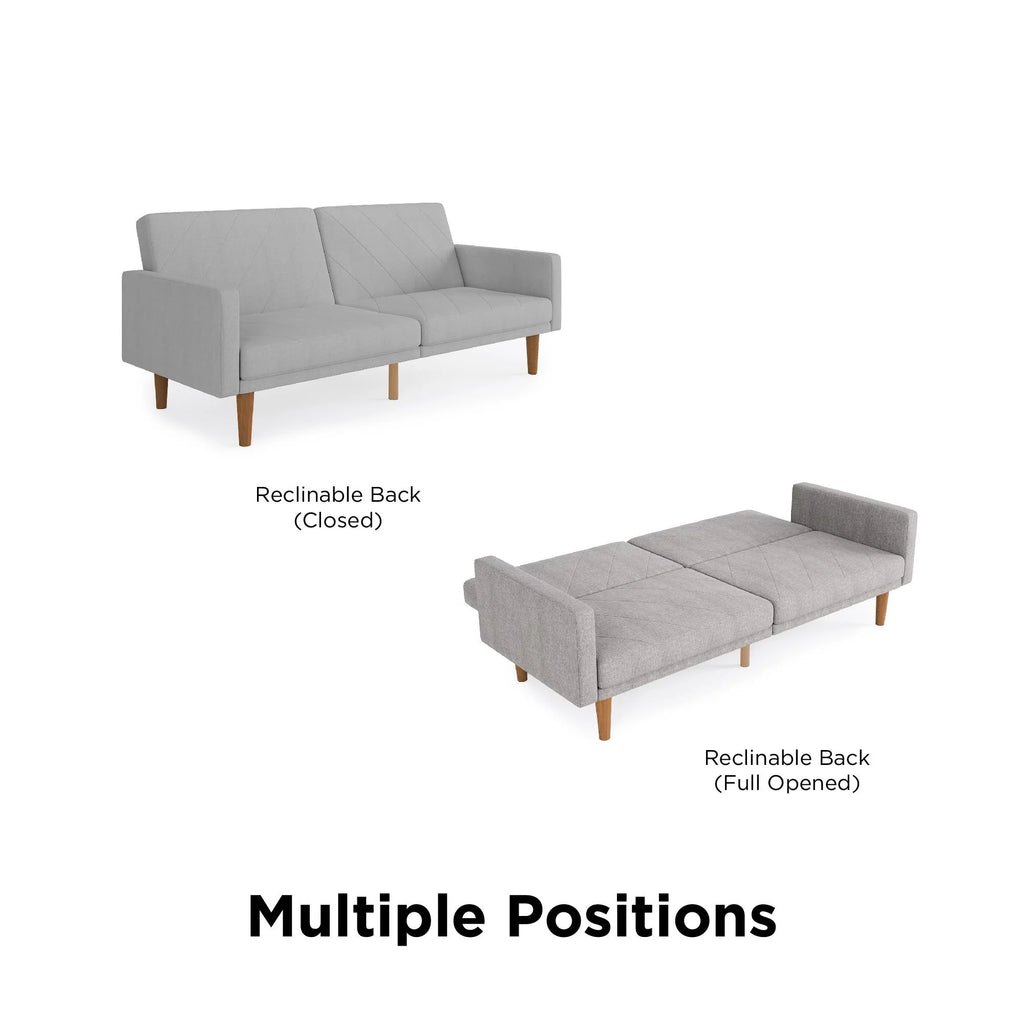 Light Gray Linen Convertible Sofa Bed with USB Port J915393