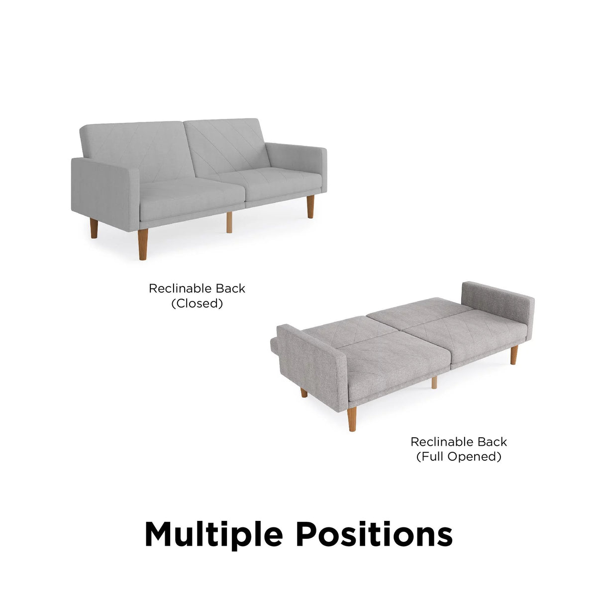 Light Gray Linen Convertible Sofa Bed with USB Port J915393