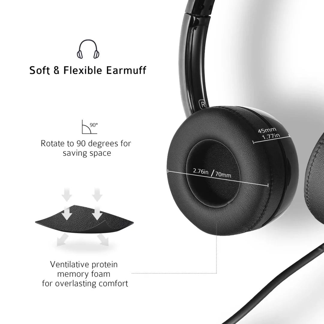 USB Headset with Microphone Noise Cancelling Lightweight Wired Headphones E32276