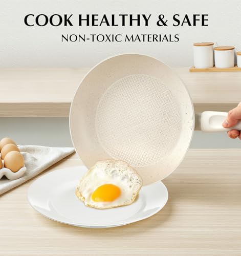 White 10 Inch Nonstick Marble Frying Pan I726