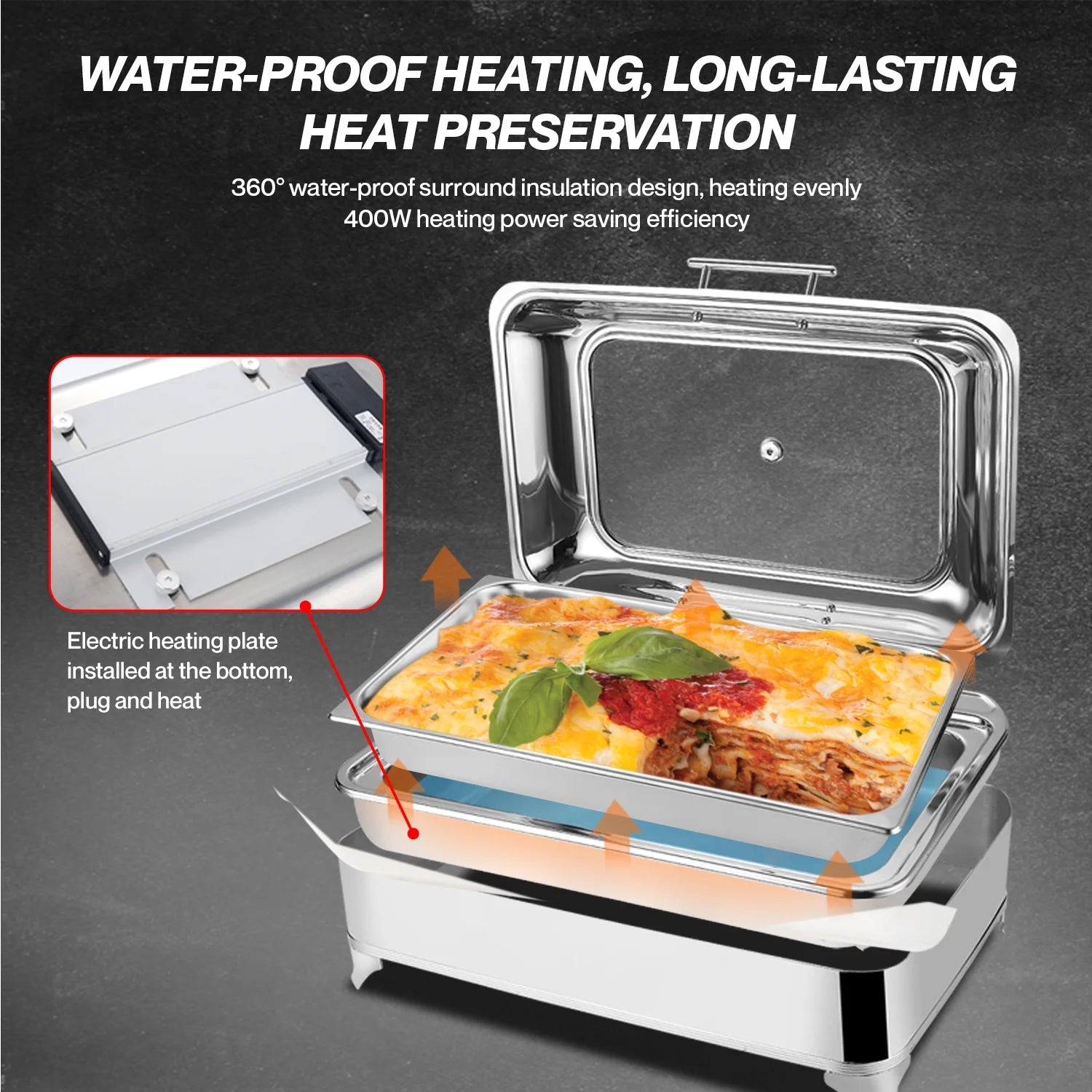 Electric Buffet Server Food Warmer with Glass Window S3499