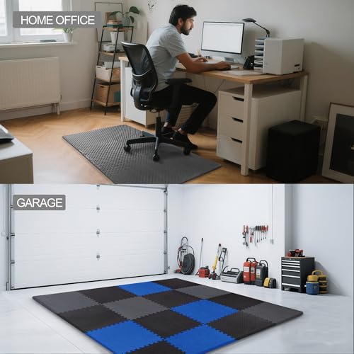 1" Thick EVA Interlocking Foam Gym Flooring Mat, Black (24 Sq Ft) O970102