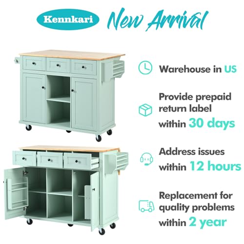 White Rolling Kitchen Island with Storage Cabinet and Drawers B916947