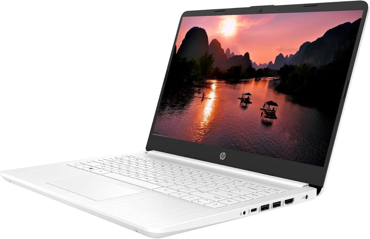 14-inch HD Laptop Computer Intel Dual Core 2.8GHz 8GB RAM 128GB 64GB SSD 64GB Card Webcam Bluetooth HDMI USB-C Wi-Fi Windows 11 S White F8823