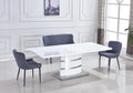 Extendable Dining Table with Butterfly Leaf, White High Gloss Lacquer MDF Base, Stainless Steel, 8 to 12 Person D448566
