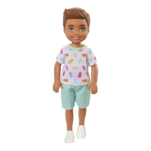 Chelsea Doll with Long Blonde Hair & Blue Eyes Wearing Removable Purple Flowered Dress & Yellow Shoes O737577