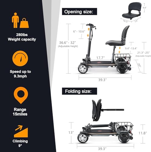 4 Wheeled Lightweight Foldable Mobility Scooter E260