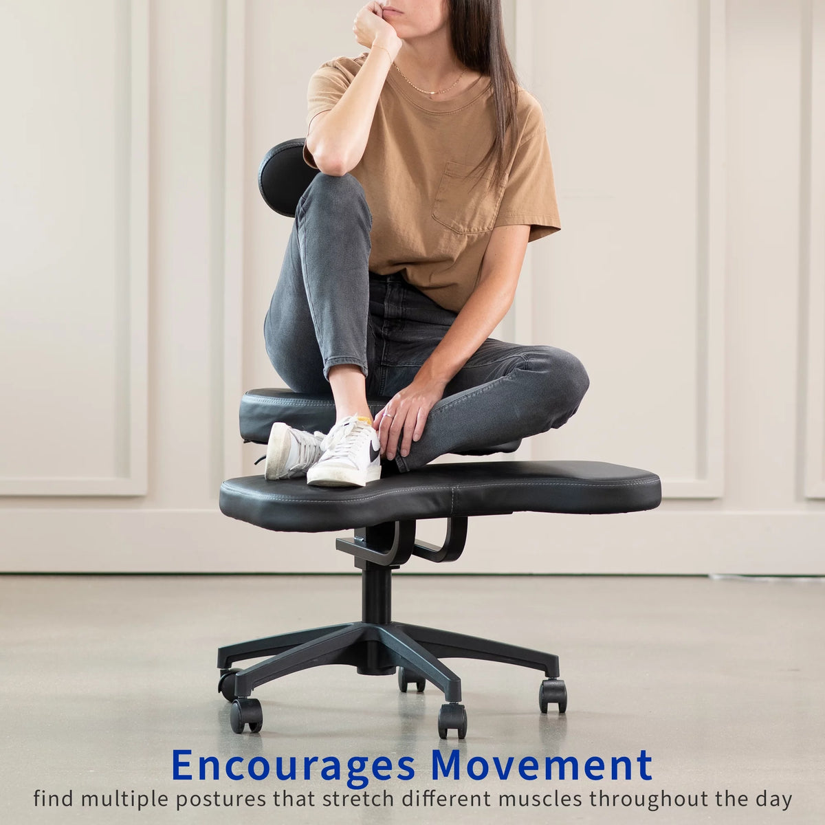 Black Ergonomic Cross Legged Swivel Chair J229