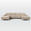 Linen Fabric U-Shape Sectional Sofa with Double Extra Wide Chaise Lounge F883
