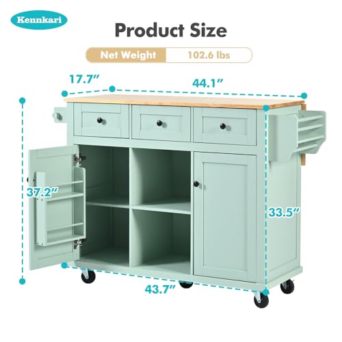 White Rolling Kitchen Island with Storage Cabinet and Drawers B916947