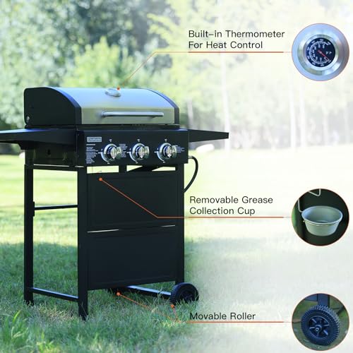3 Burner Propane Gas Grill with Thermometer J18128