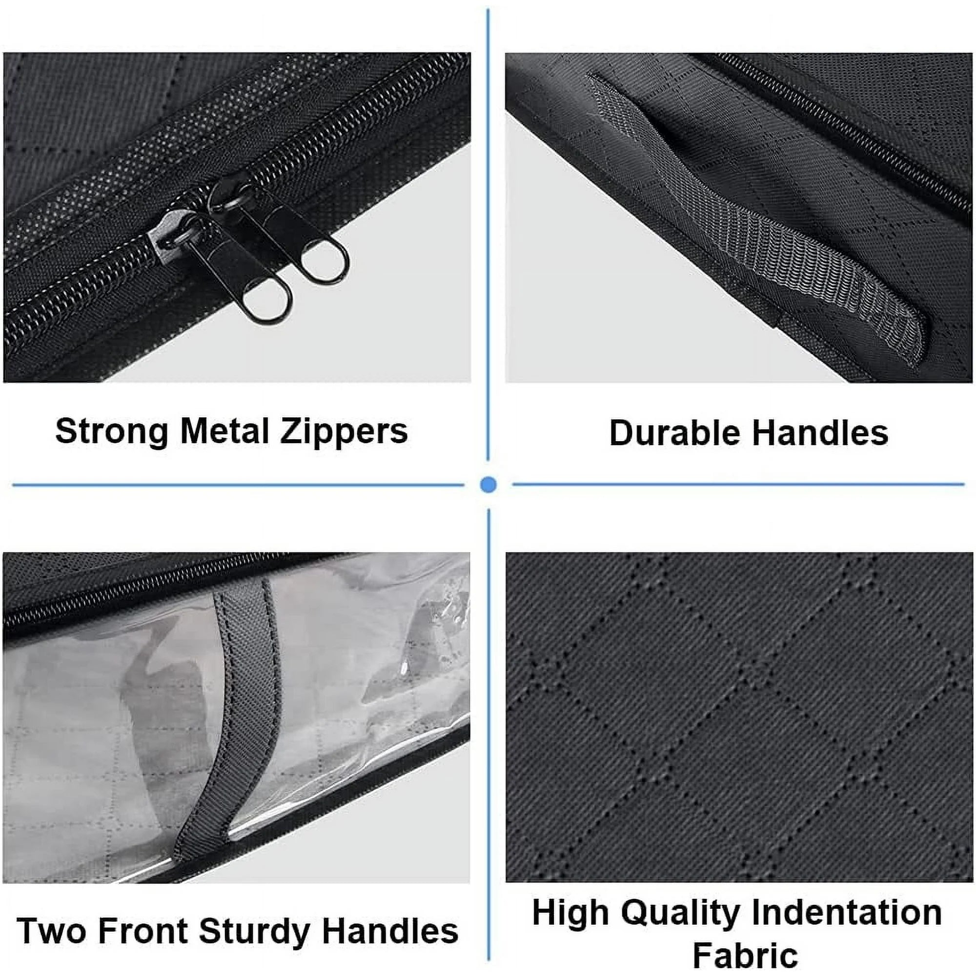 Black 4-Pack Large Underbed Storage Bags with Clear Window and Handles X348