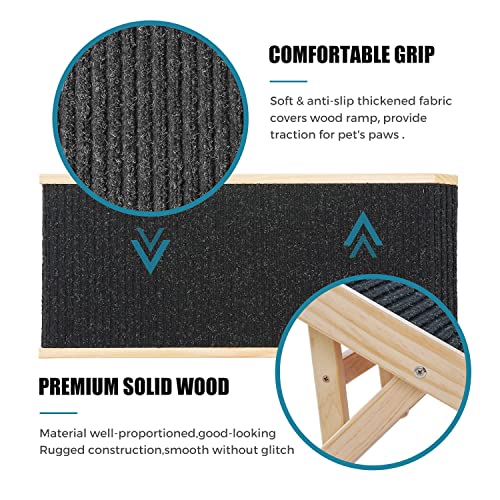 18" Tall Adjustable Wooden Folding Pet Ramp with Non Slip Carpet Surface X15473