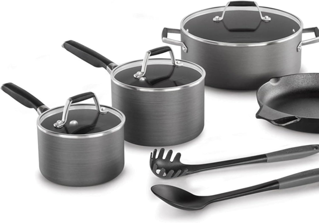 10 Piece Hard Anodized Nonstick Pots and Pans Cookware Set I319