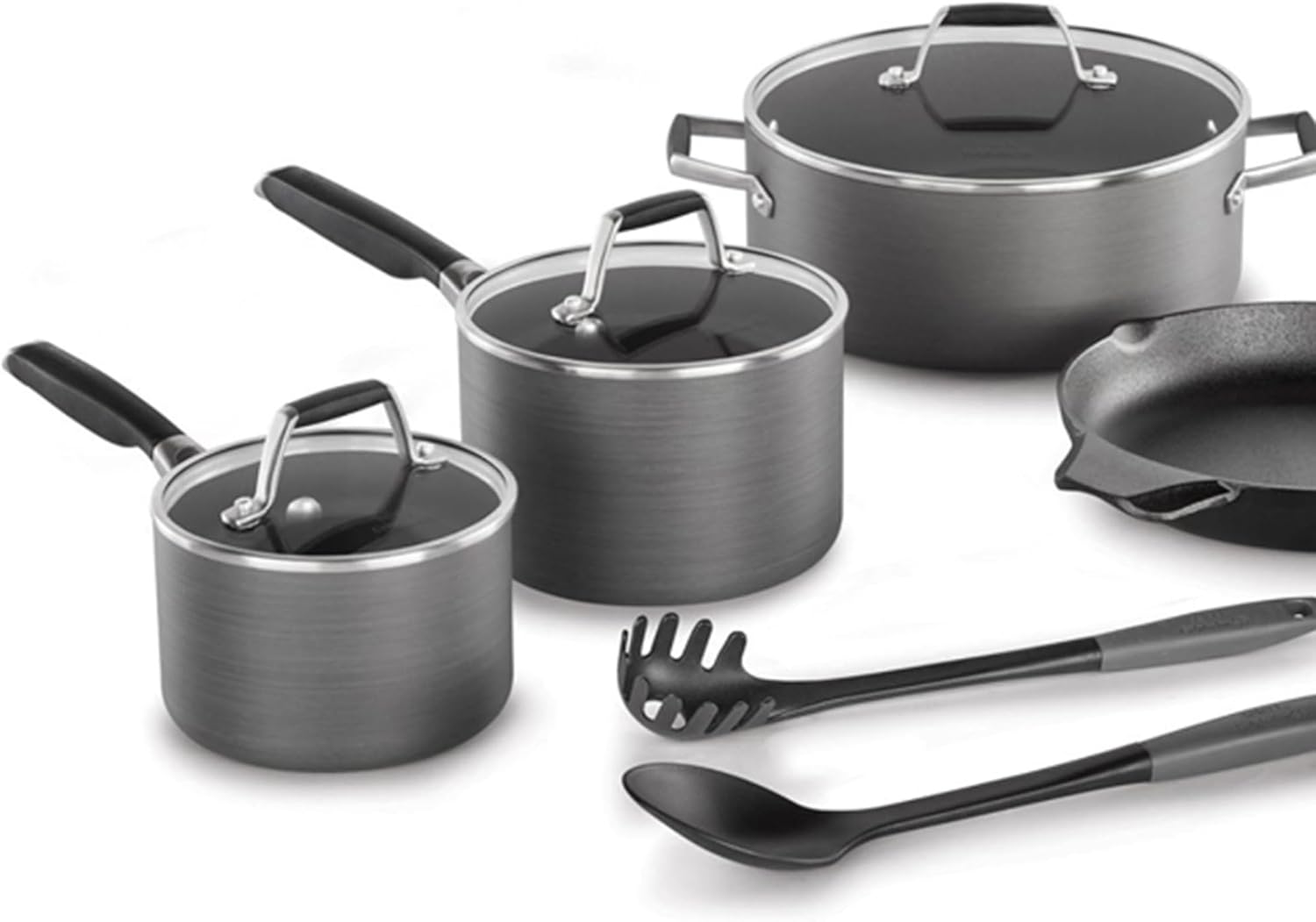 10 Piece Hard Anodized Nonstick Pots and Pans Cookware Set I319