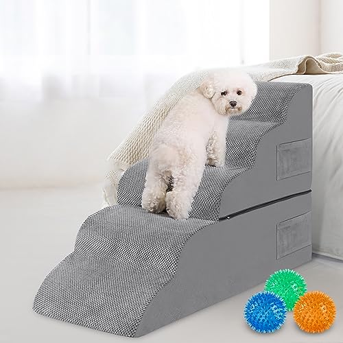 5-Steps Foam Dog Stairs with Removable Cover, Grey M507000